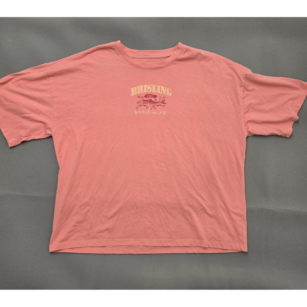 Vinyl Threads Brisling Sardines Lisbon Fish Market Graphic T-Shirt XXL Pink